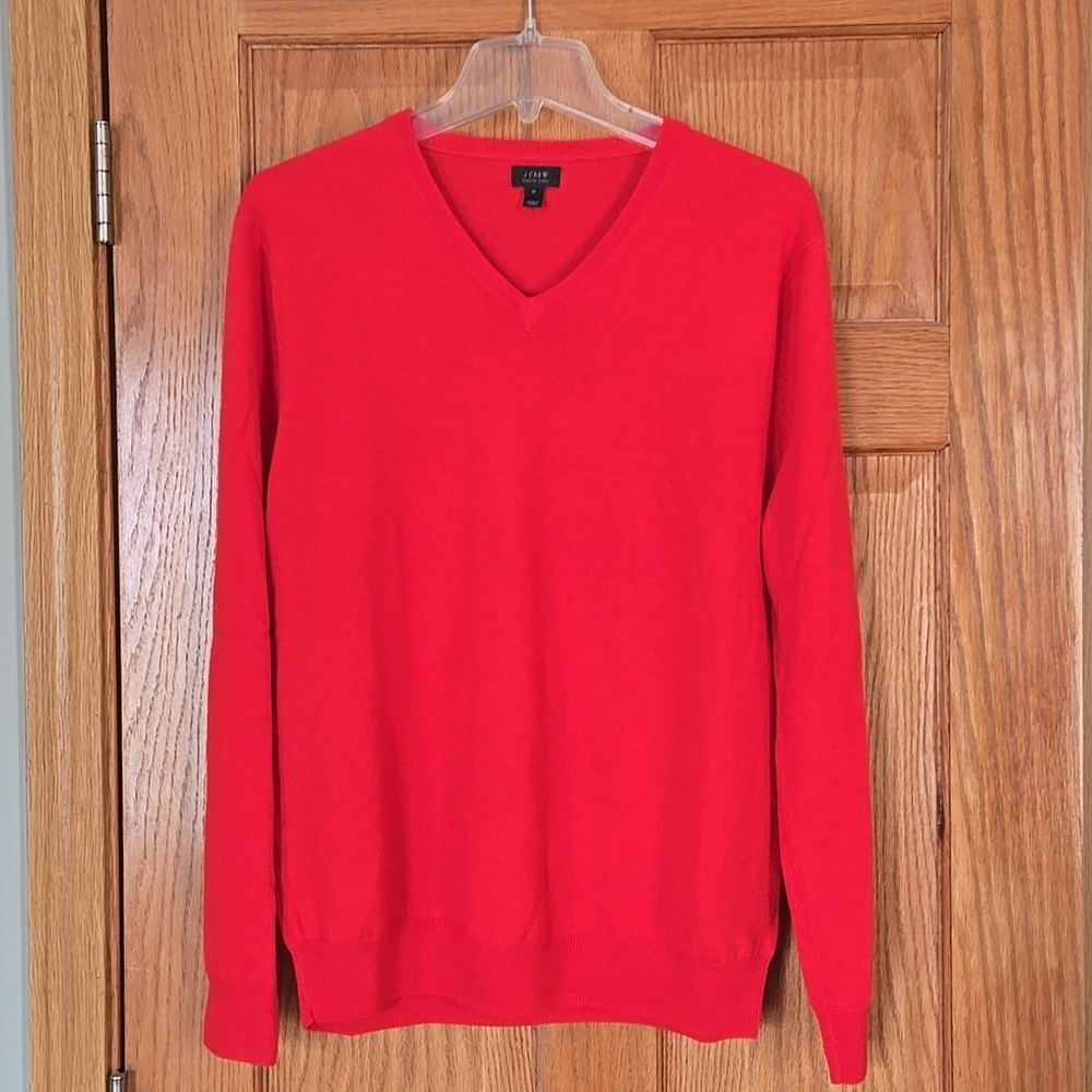 J.Crew Men's Merino Wool Sweater in Tomato Red MEDIUM